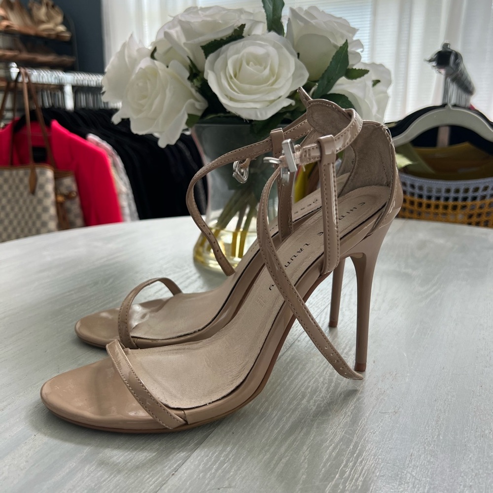 Nude strappy heels